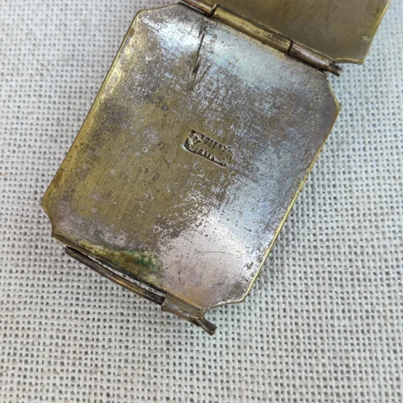 Antique Chinese Export stone panel bracelet with pin closure